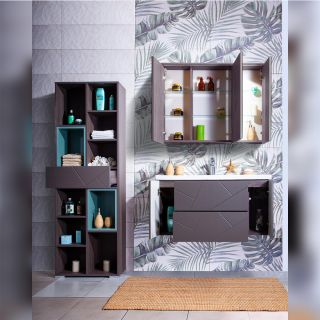 Тумба под раковину Бриклаер Кристалл 4627125414565 100 см ясень анкор темный/графит